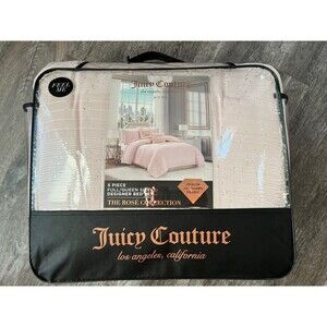 Juicy Couture Rose Collection Pink Sequin Jacquard FULL/QUEEN 5 pc Comforter Set